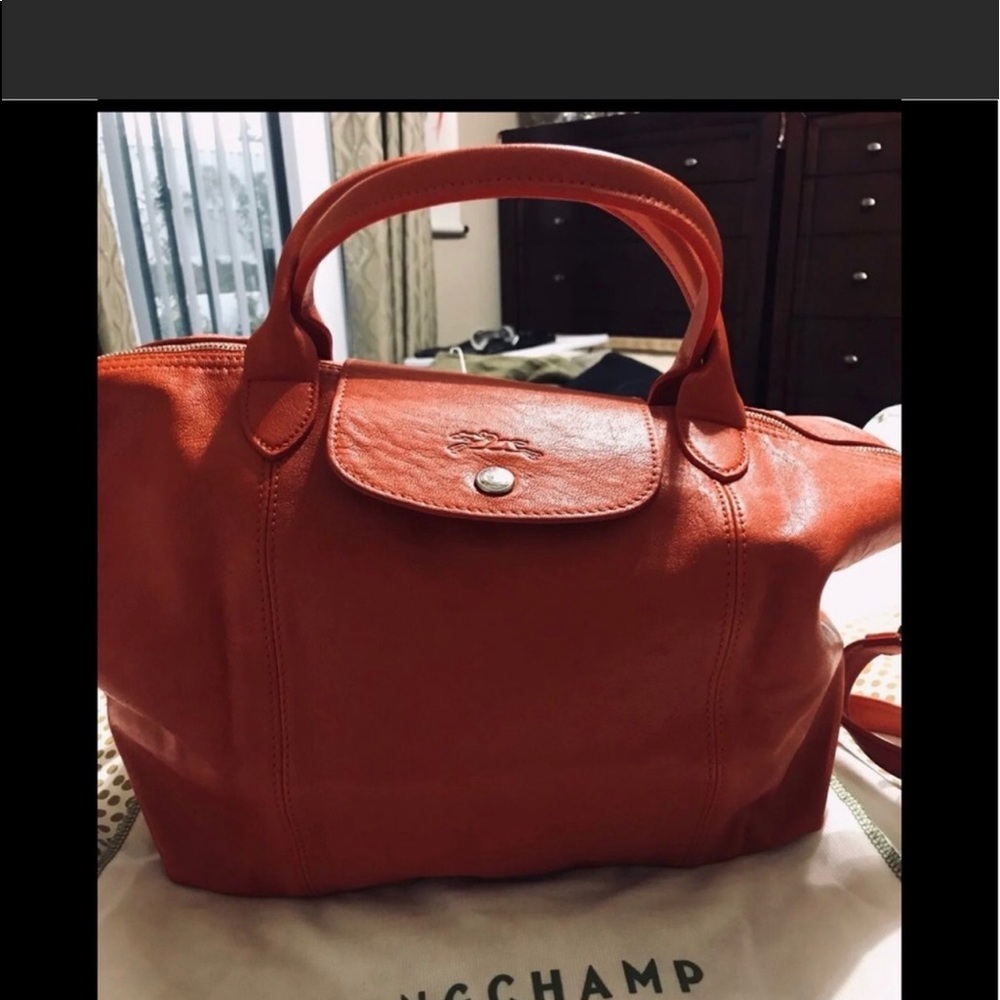 G - Longchamp Rust Leather Medium Bag
